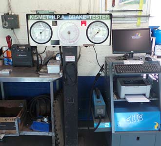 The MOT bay brake tester gauges and test computer